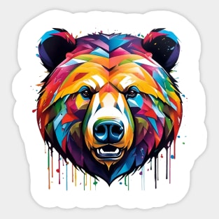 Bear Head Dripping Rainbow Graffiti Sticker